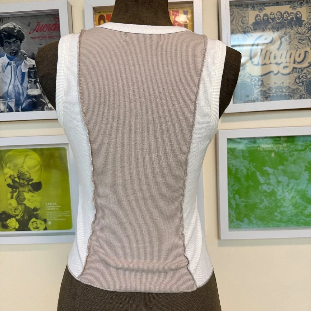 🤍 Y2K Contrast Panel Ribbed Tank Top 🤍 - Picture 2 of 7
